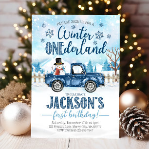 Winter Onederland Birthday Invitation, Boy Invitation