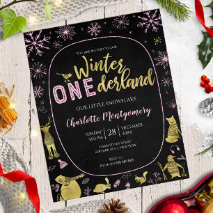 Winter Onederland Birthday Invitation Snowflakes
