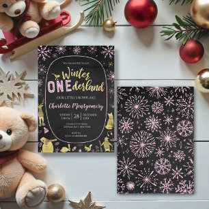 Winter Onederland Birthday Invitation Snowflakes