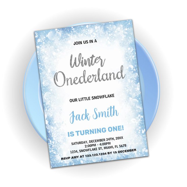 Winter Onederland Birthday Invitations Blue Cloud (Winter Onederland Birthday Invitations Blue Cloud)