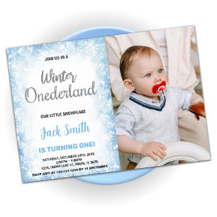 Winter Onederland Birthday Invitations Cloud Photo