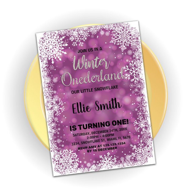 Winter Onederland Birthday Invitations Purple (Winter Onederland Birthday Invitations Purple)