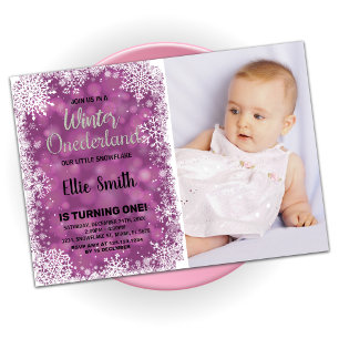 Winter Onederland Birthday Invitations with photo