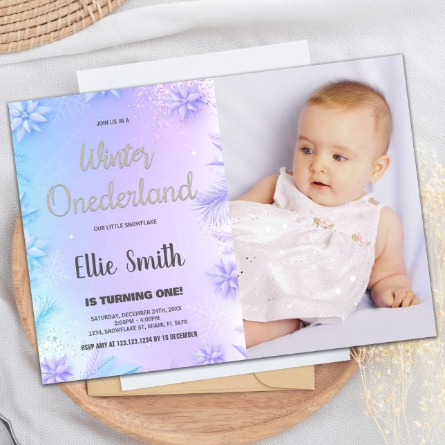 Winter ONEderland Birthday Invitations With Photo (Winter ONEderland Birthday Invitations With Photo)