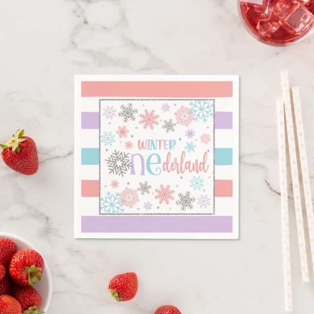 Winter ONEderland Birthday Napkin - Girl - PPBS (Insitu)