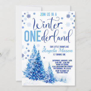 Winter ONEderland Birthday Party Invitation