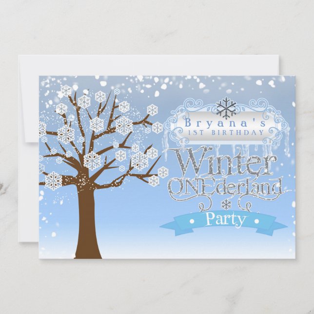 Winter ONEderland Birthday Party Invitation (Front)