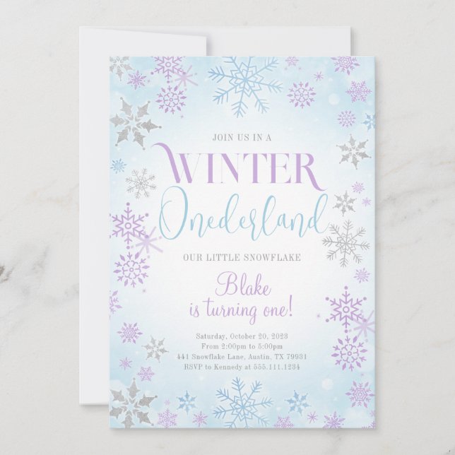 Winter Onederland Birthday Party Invitation (Front)