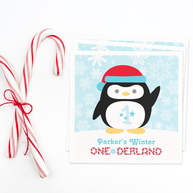 Winter ONEderland Birthday Penguin Party Napkin (Creator Uploaded)