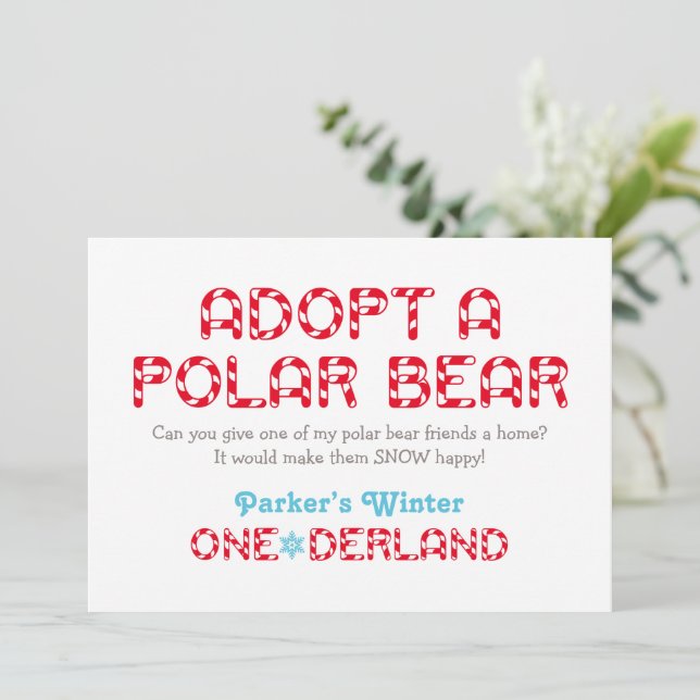 Winter ONEderland Birthday Polar Bear Favour Sign (Standing Front)