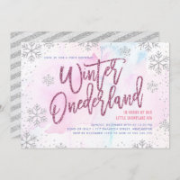 Winter ONEderland Birthday Silver Magenta Glitter