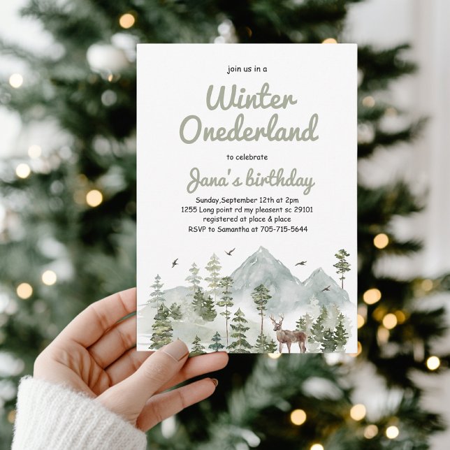 Winter ONEderland Birthday | Watercolor Deer Invitation (Creator Uploaded)