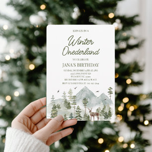 Winter ONEderland Birthday   Watercolor Deer Save The Date
