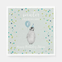 Winter Onederland Blue Birthday Balloon Penguin