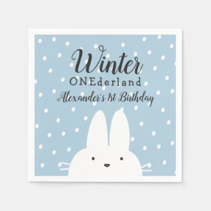 Winter ONEderland Boy 1st Birthday Blue Napkin
