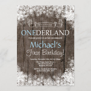 Winter Onederland Boy 1st Birthday Invitation