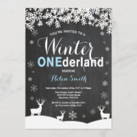 Winter Onederland Boy 1st Birthday Invitation
