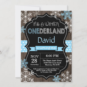 Winter Onederland Boy 1st Birthday Invitation
