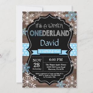 Winter Onederland Boy 1st Birthday Invitation
