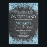 Winter Onederland Boy 1st Birthday Invitation<br><div class="desc">Winter Onederland Boy 1st Birthday Invitation. White and Blue Snowflake. First Birthday. Boy 1st Bday Invite. Chalkboard Background. Black and White. For further customisation,  please click the "Customise it" button and use our design tool to modify this template.</div>