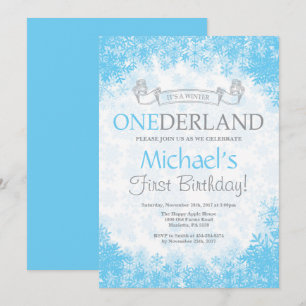 Winter Onederland Boy 1st Birthday Invitation