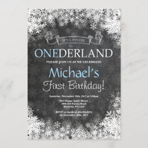 Winter Onederland Boy 1st Birthday Invitation