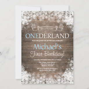 Winter Onederland Boy 1st Birthday Invitation