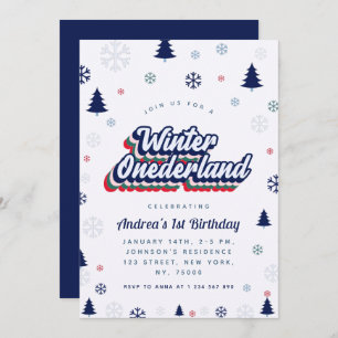 Winter Onederland Boy 1st Birthday Invitation