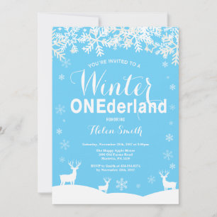 Winter Onederland Boy 1st Birthday invitation