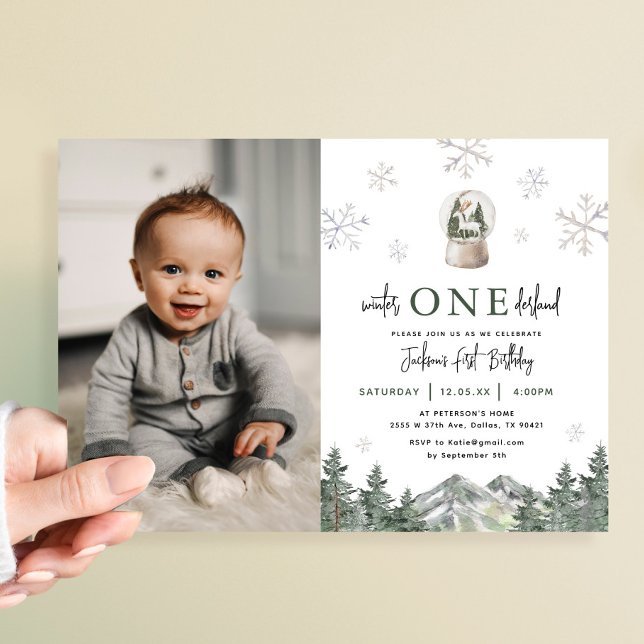 Winter Onederland Boy 1st Birthday Photo Invitation (Creator Uploaded)
