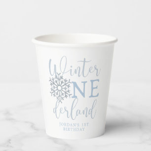 Winter Onederland Boy Cup, Blue Snowflake Paper Cups