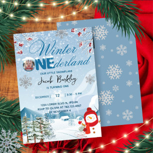 Winter ONEderland Boy or girl 1st Birthday Invitation
