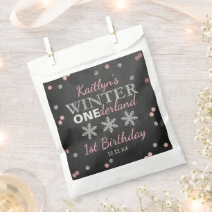 Winter ONEderland Chalkboard 1st Birthday Favour Bag
