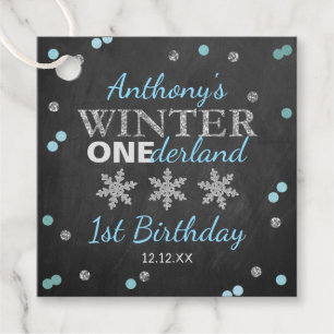 Winter ONEderland Chalkboard 1st Birthday Favour Tags