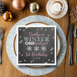 Winter ONEderland Chalkboard 1st Birthday Napkin<br><div class="desc">Celebrate in style with these trendy 1st birthday party napkins. The design is easy to personalise with your own wording and your family and friends will be thrilled when they see these fabulous napkins. Matching party items can be found in the collection.</div>