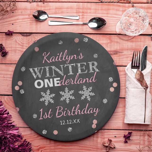 Winter ONEderland Chalkboard 1st Birthday Paper Plate (Creator Uploaded)