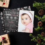 Winter ONEderland Chalkboard 1st Birthday Photo Invitation<br><div class="desc">Celebrate in style with these trendy winter ONEderland 1st birthday invitations. This design is easy to personalise with your special event wording and your guests will be thrilled when they receive these fabulous invites.</div>