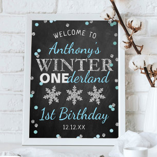 Winter ONEderland Chalkboard 1st Birthday Welcome Poster