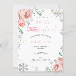 Winter Onederland Christmas Baby  1st Birthday  Invitation