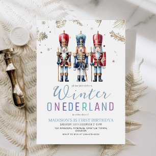 Winter Onederland Christmas Birthday Party 1st  Invitation