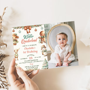 Winter Onederland Christmas Cookies Birthday Photo Invitation