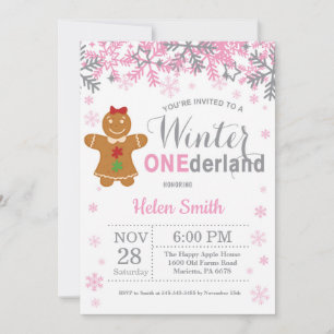 Winter Onederland Christmas Girl 1st Birthday Invitation