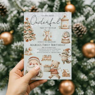 Winter Onederland Christmas Houses Birthday Invitation