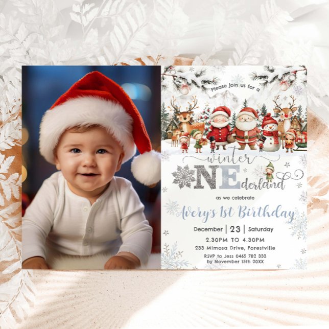 Winter Onederland Christmas Santa Elf 1st Birthday Invitation (Creator Uploaded)