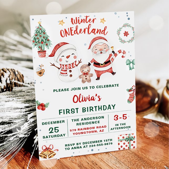 Winter Onederland Christmas Snowman Birthday Invitation (Creator Uploaded)