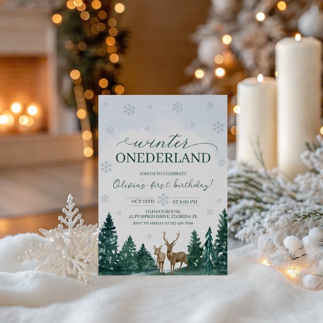 Winter ONEderland Deer Invite (Creator Uploaded)
