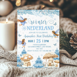 Winter Onederland Fairy 1st Birthday Invitation
