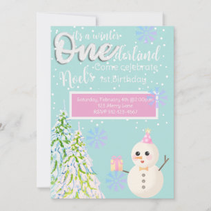 Winter Onederland firsr birthday Invitation