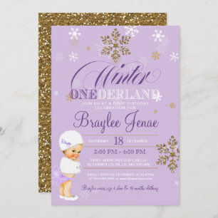 Winter Onederland First Birthday Blonde Baby Girl Invitation