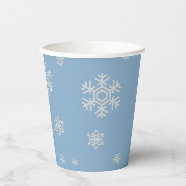 Winter Onederland first birthday blue and silver Paper Cups (Front)